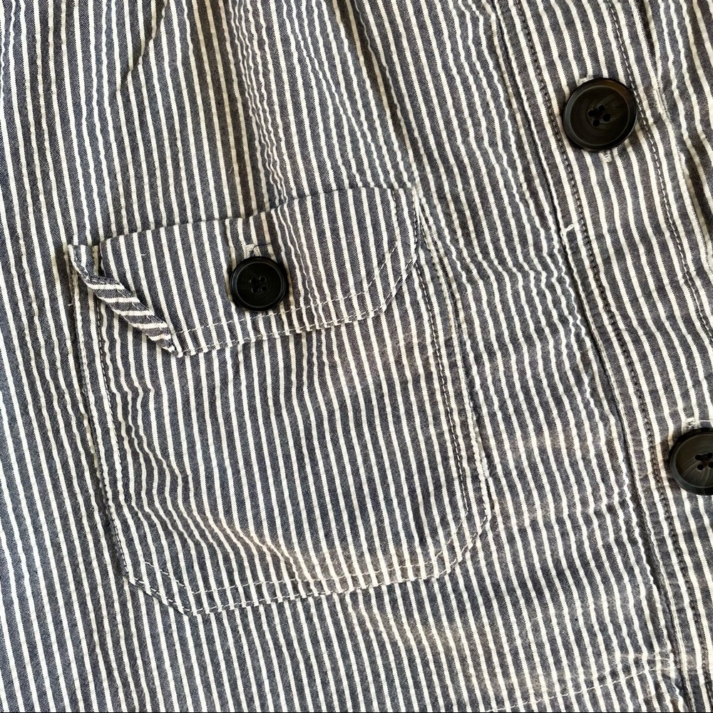 American Eagle Outfitters Blue Striped Seersucker Skirt Size Medium Lined Summer - Picture 2 of 11